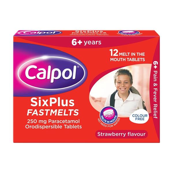 Calpol Six Plus Fastmelts 250mg 12 Tablets