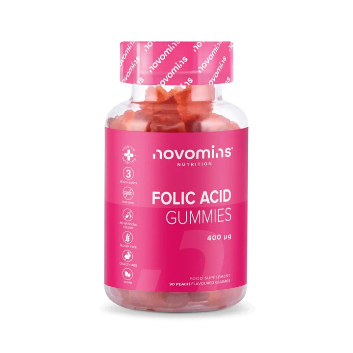 Novomins Folic Acid 400µg Peach Flavoured 90 Gummies