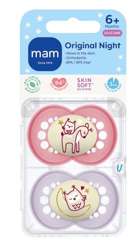 MAM Original Night Soothers 6+ Pink 2PK