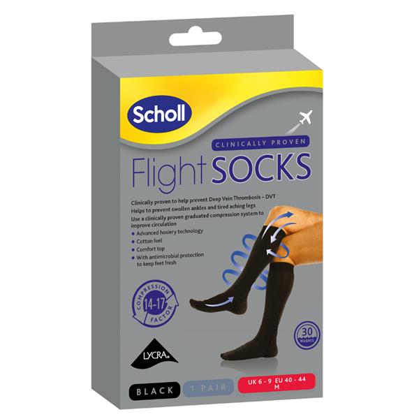 Scholl Flight Socks Black Medium 6-9