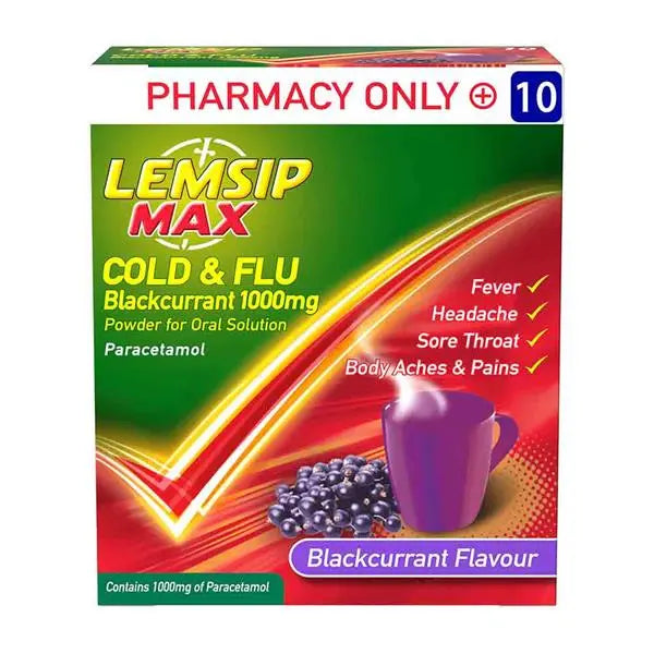 LEMSIP MAX COLD & FLU BLACKCURRANT 10PK